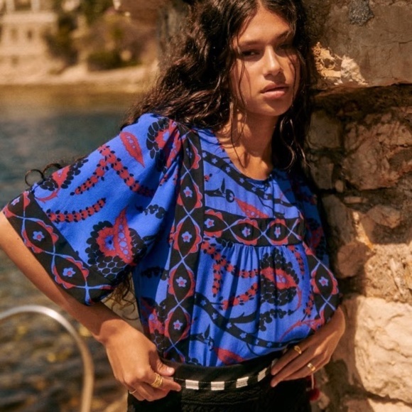 Sezane Lulla Blouse - Atla blue, size 4 - Picture 1 of 5